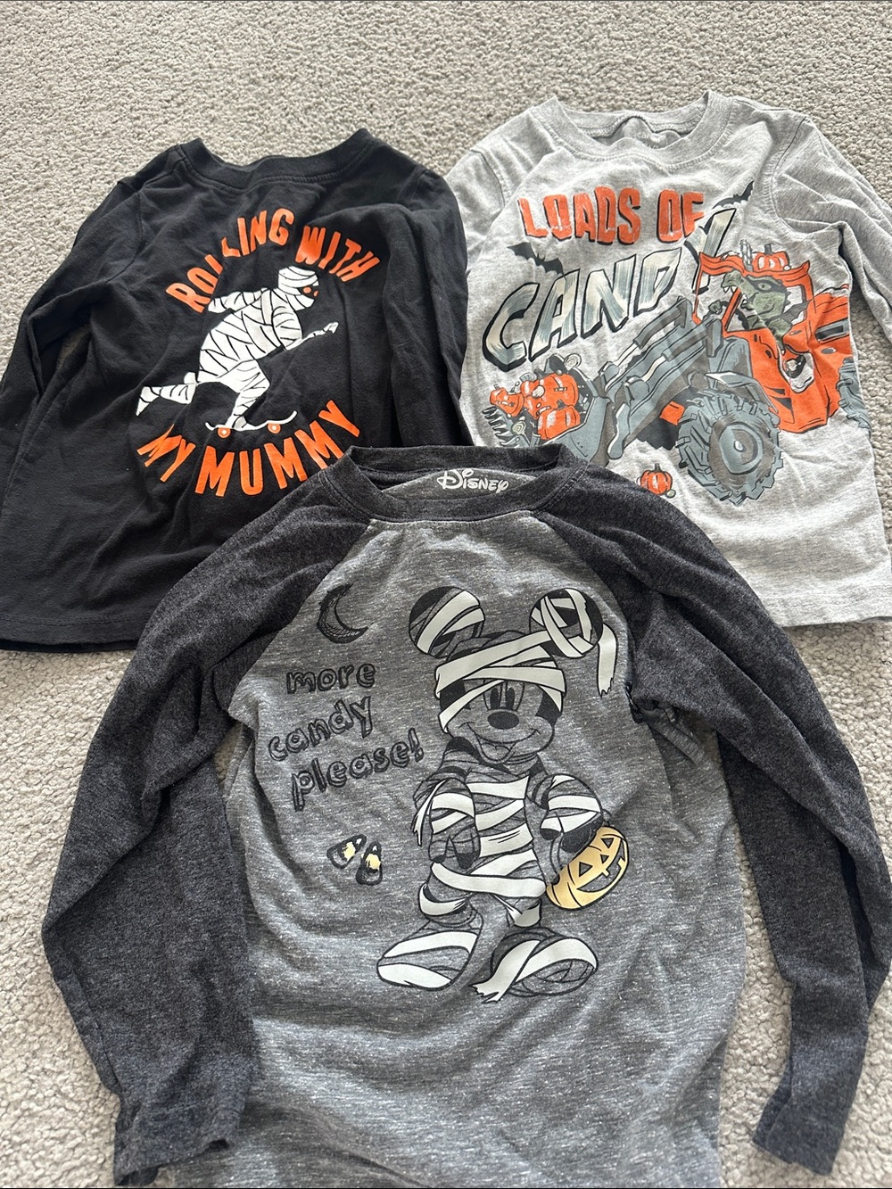 Disney Halloween Long Sleeve Tees in Black, Gray & Orange